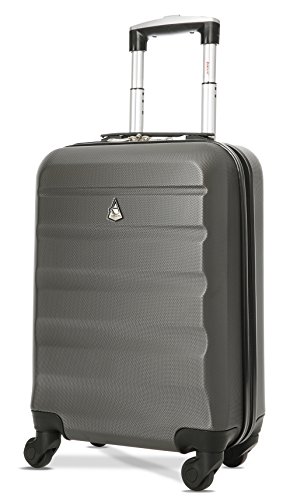 Aerolite Lightweight 55cm Hard Shell 34L Travel Carry On Hand Cabin Luggage Suitcase 4 Wheels, Approved for Ryanair Priority, British Airways, Virgin Atlantic & More, 5 Year Warranty, Charcoal