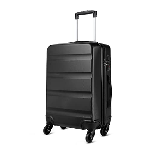Kono Medium 24'' Hard Shell Suitcase Lightweight Hand Luggage Travel Trolley Suitcase with 4 Wheels and Dial Combination Lock(Black)
