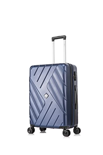 ATX Luggage Suitcase Medium Size Super Lightweight Expandable Durable ABS Hard Shell Suitcase with 4 Dual Spinner Wheels and Built-in 3 Digit Combination Lock (Navy, 24 Inches, 86 Liter)