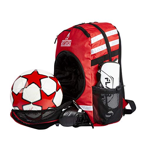 KITSACK - The Ultimate Football & Sports Kit & Ball Carrying Rucksack Bag - Red