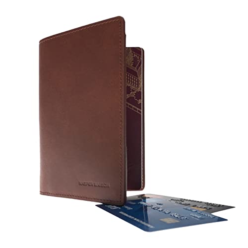 Kasper Maison Italian Leather Passport Holder – Travel Document Case with Anti Theft RFID Blocking – Signature Gift Included