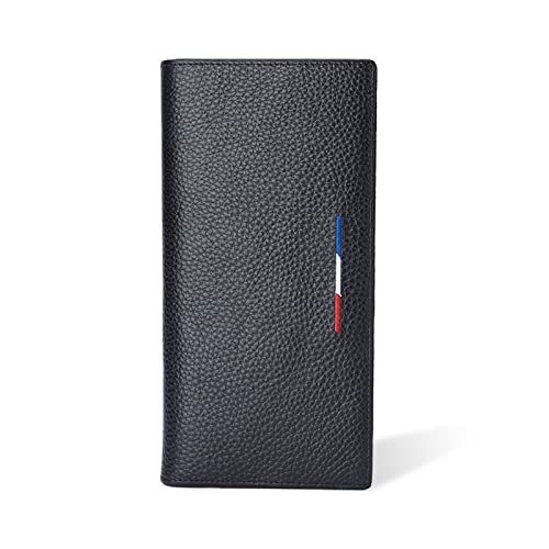 Genuine Leather Men Wallet RFID Blocking Long Purse Coin Case Passport Cover Credit Card Holder (Color : Black, Size : 18.7x9.3x1.7cm)