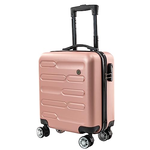 SA Products Cabin Suitcase, Carry on Suitcase, Easy Jet 45x36x20 Cabin Bag | Lightweight Suitcase Telescopic Handle, Hard Shell Small Suitcase with Wheels | Travel Cabin Luggage Suitcase (Rose Gold)