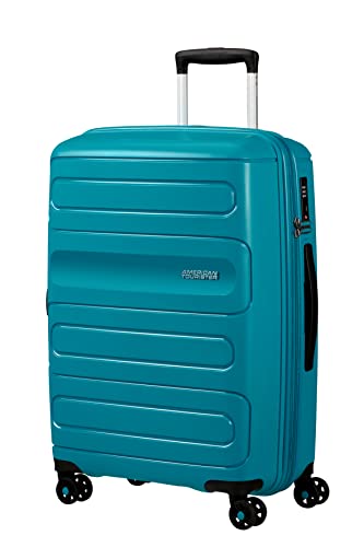 American Tourister Sunside - Spinner M, Expandable Suitcase, 67.5 cm, 72.5/83.5 L, Turquoise (Totally Teal), Turquoise (Totally Teal), M (67.5 cm - 72.5/83.5 L), Suitcases & trolleys