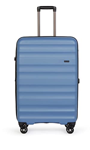 ANTLER Clifton Suitcase - Size Large, Azure | 132L, Super Lightweight, Hard Shell Case for Travel & Holidays | Spinner Luggage with 4 Wheels, Expandable Zip, Twist Grip Handle & TSA Lock
