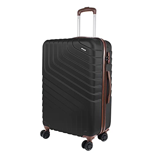 Rocklands Lightweight 4 Wheel ABS Hard Shell Luggage Suitcase TSA Approved Lock - Paddington (Black, Medium (H72xW47xD27 cm))