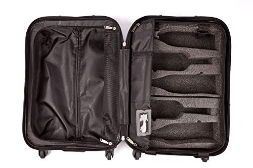 VinGardeValise 01 Piccolo | Wine Travel & All-Purpose Suitcase | 61 x 41 x 25 cm | 5 Bottle Capacity Plus Clothing (Black)