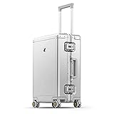 LEVEL8 Aluminum Luggage Carry on Suitcase 20-Inch Hardside Spinner Luggage, Suitcase Aluminium,Hand Luggage,Double TSA Locks,Zipperless Luggage(56cm, 35.5L,Silver)