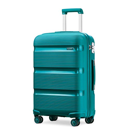 Kono Large Suitcase Hard Shell Travel Trolley 4 Spinner Wheels Lightweight Polypropylene Check in Luggage with TSA Lock (Turquoise,76cm/100L)